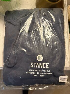 Stance Navy Pullover Hoodie with White Logo and Text